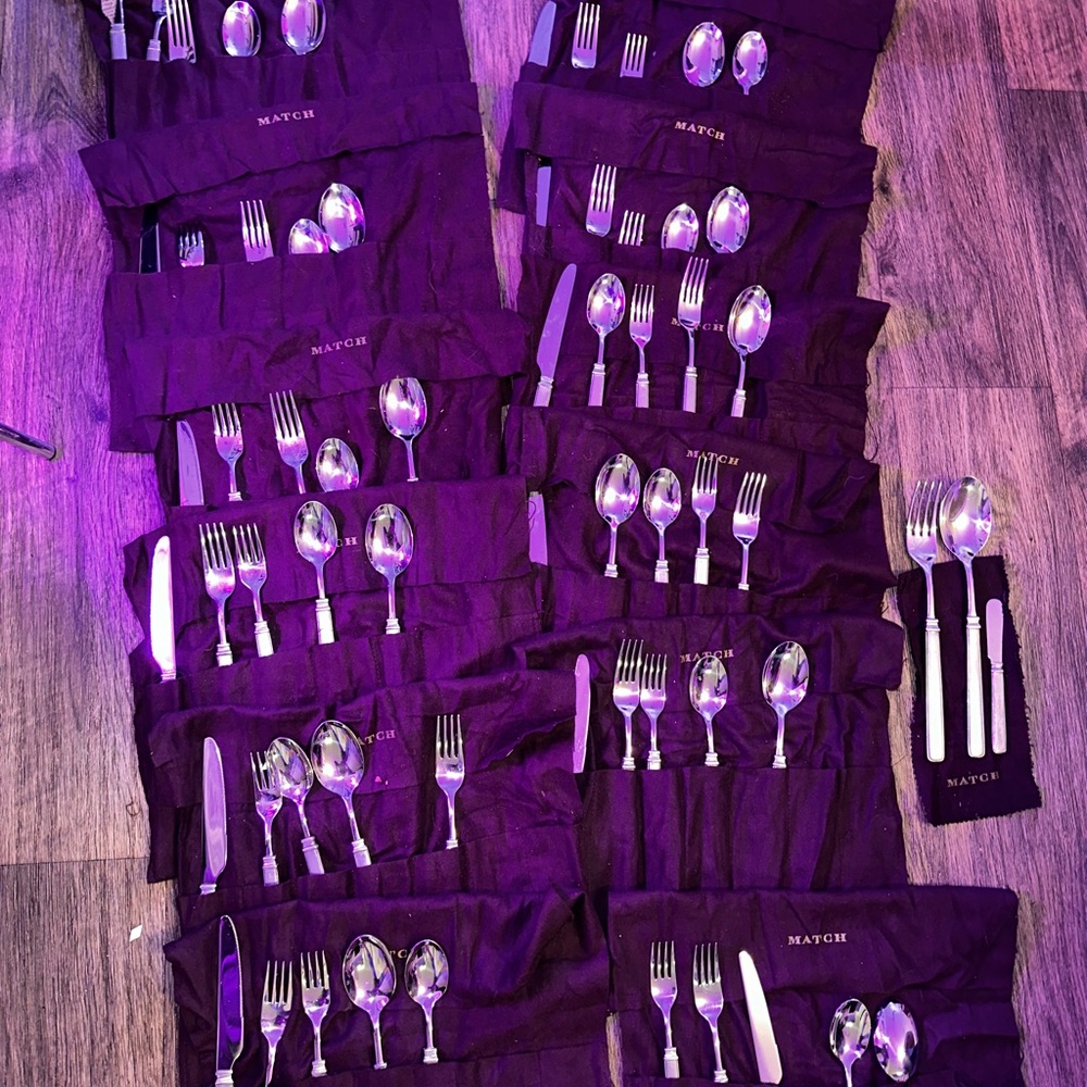 Match Gabriella Pewter Flatware 12 Complete Place Settings + Salad and Butter